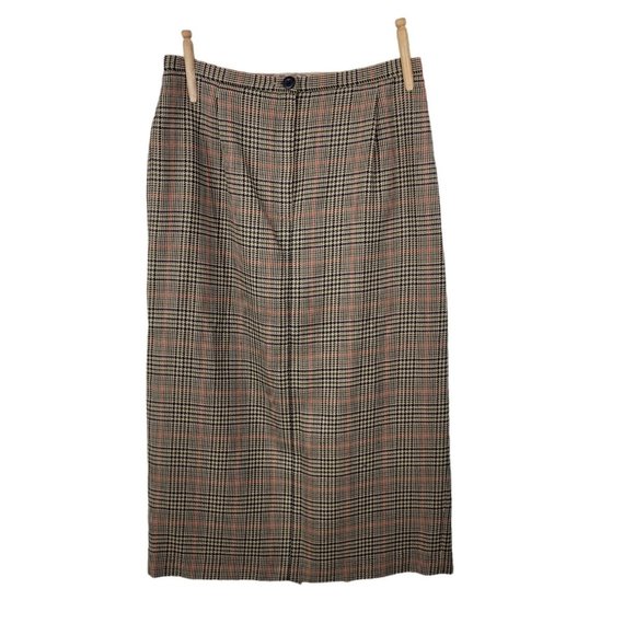 Vintage Houndstooth Skirt size 10/12 Mid Calf Length career Plaid Career - Picture 2 of 8